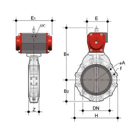 FKOC/CP NC DN 250-300 - PNEUMATICALLY ACTUATED BUTTERFLY VALVE