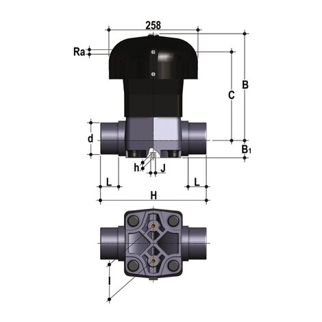 VMDV/CP NO - Pneumatically actuated diaphragm valve DN 80:100