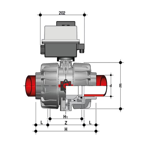 VKDIM/CE 90-240 V AC - Electrically actuated ball valve DN 65:100